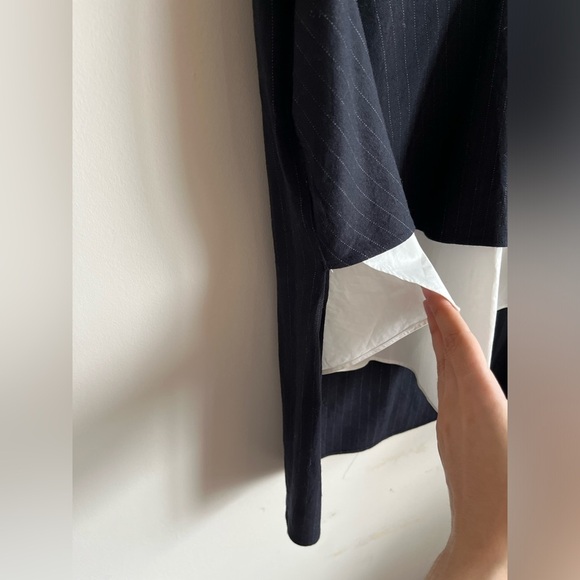 Derek Lam 10 Crosby Wool Pinstriped tiered Sleeveless V-neck blouse Sz 6 - Picture 4 of 14